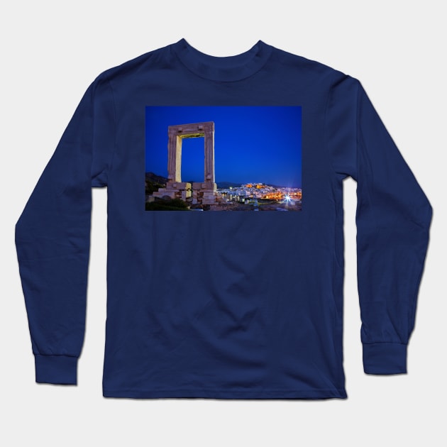 The Portara & the Chora - Naxos island Long Sleeve T-Shirt by Cretense72